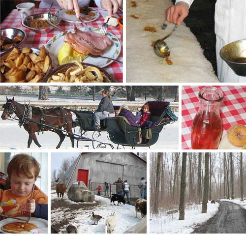 a montage depicting the different activities at a sugar shack